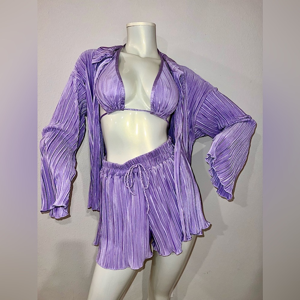 Lavender 3 Piece Short Set
